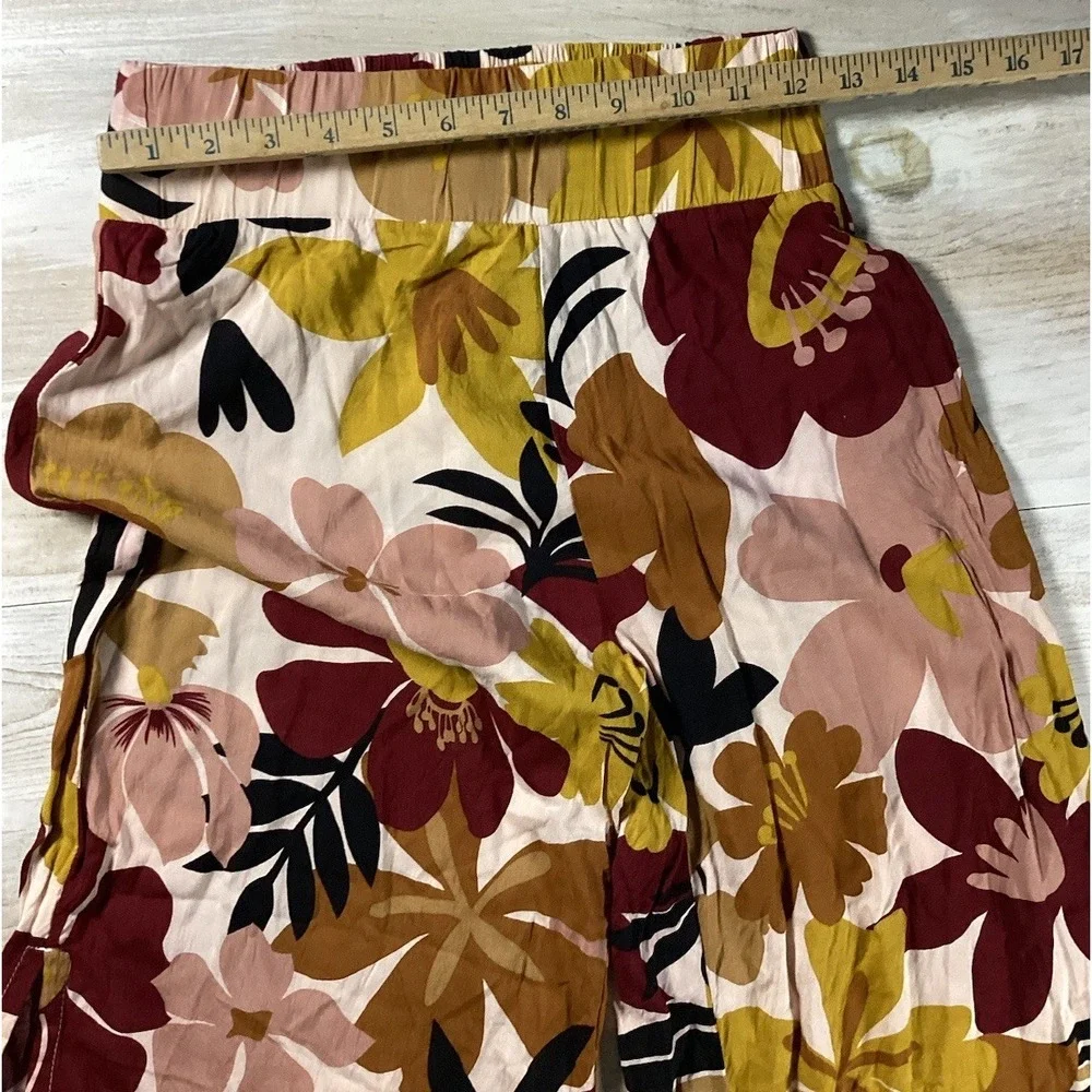 Elan Floral Pants Orange Burgundy Fall Palazzo Pants Women's Small Boho Hippie - Picture 4 of 9